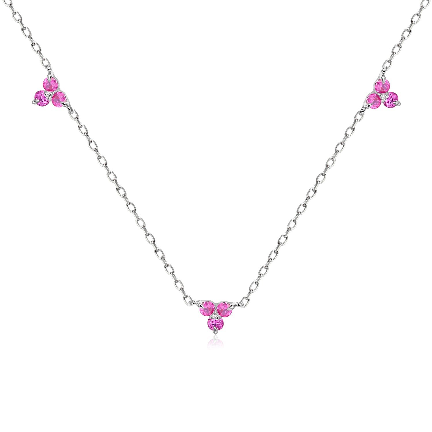 Trefoil Triple Gemstone Necklace