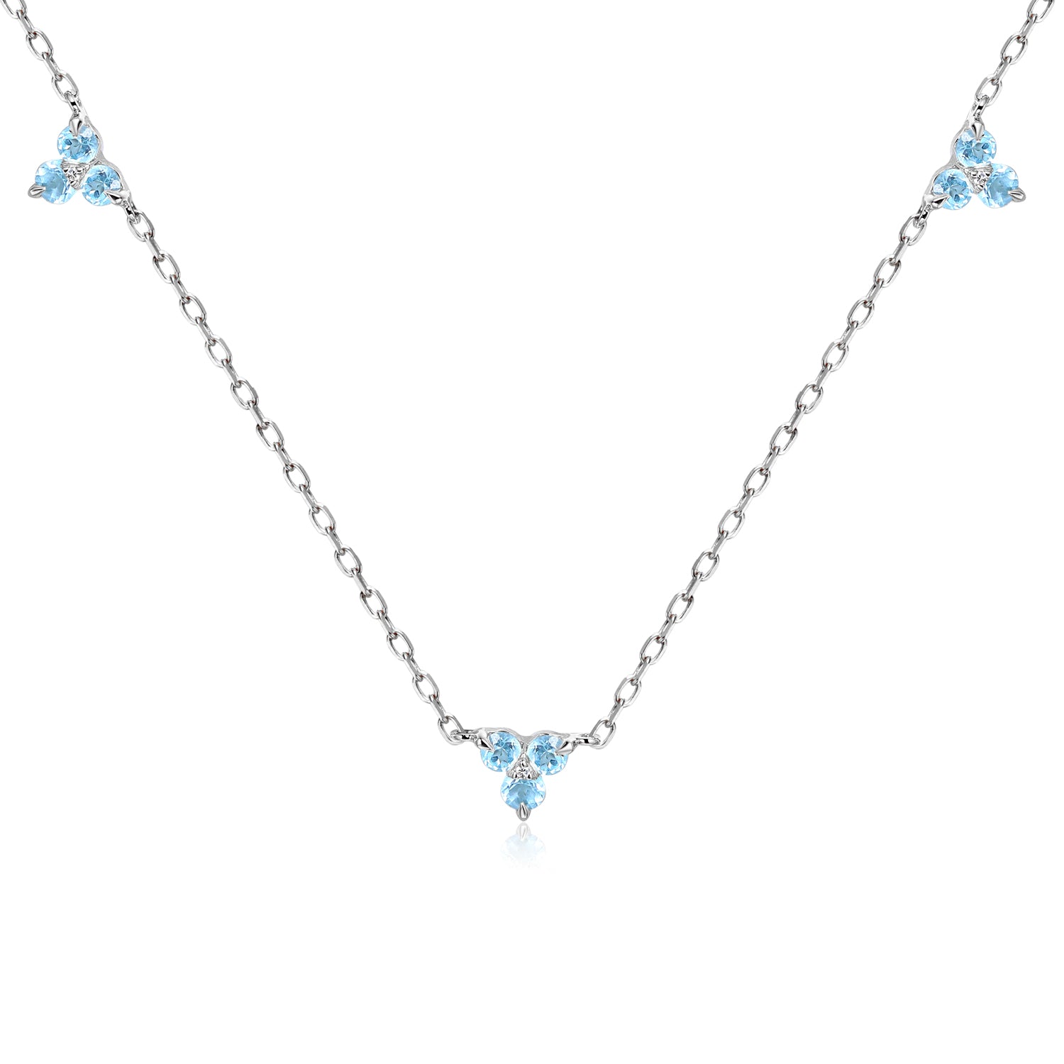 Trefoil Triple Gemstone Necklace