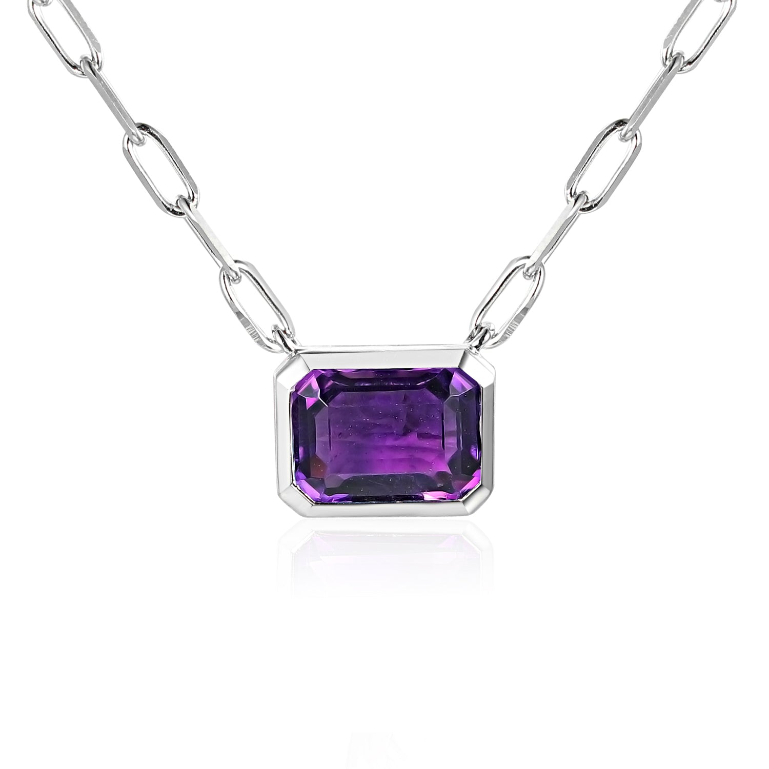Octagon Step Cut Gemstone Necklace
