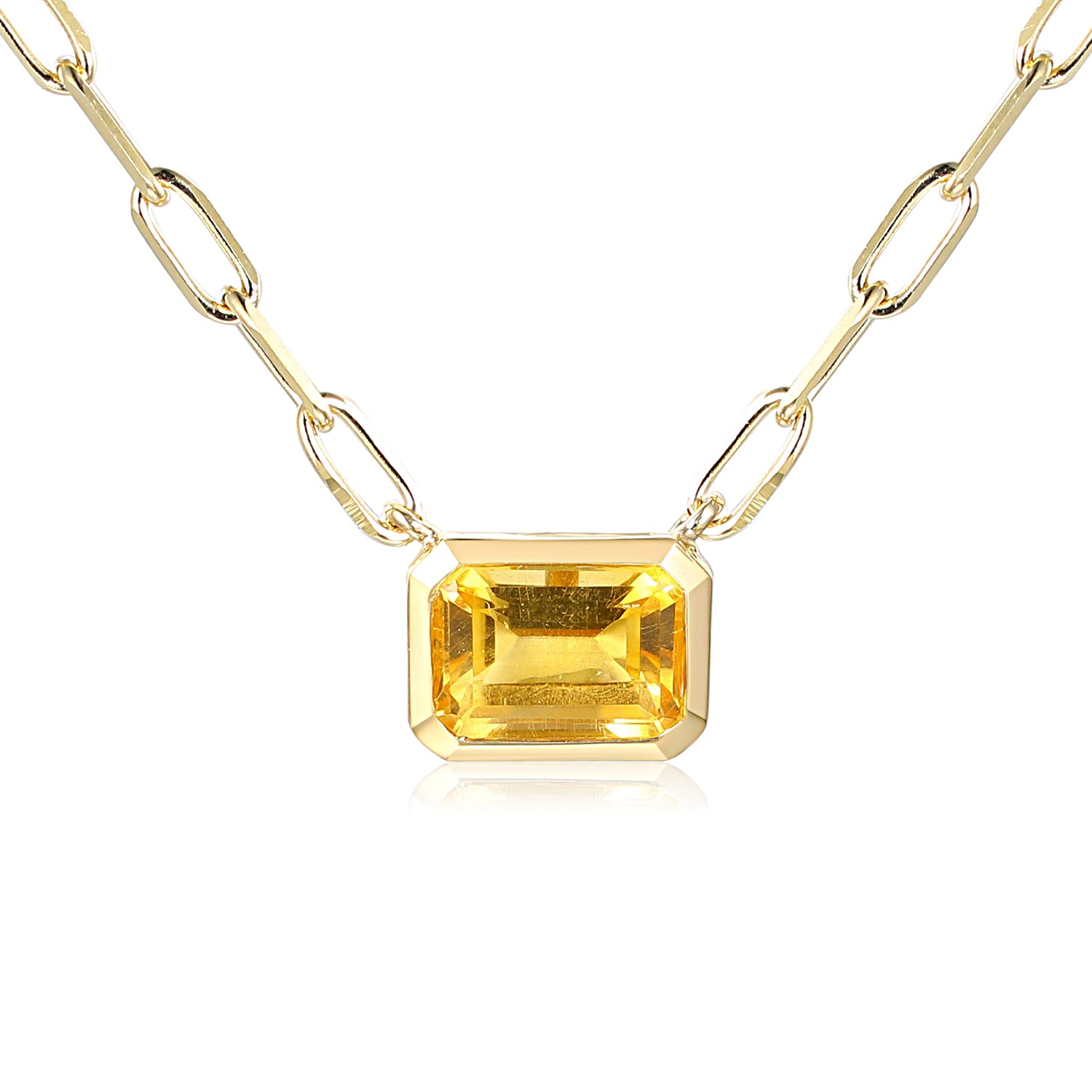 Octagon Step Cut Gemstone Necklace