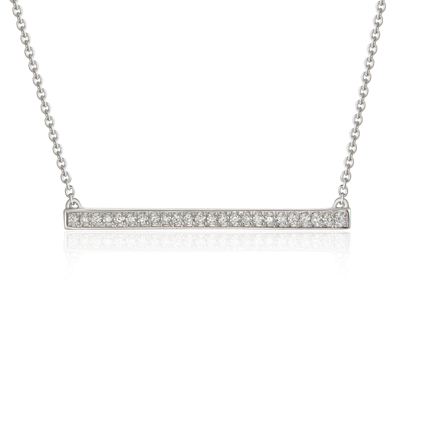 Gold Linear Pave Diamond Bar Necklace