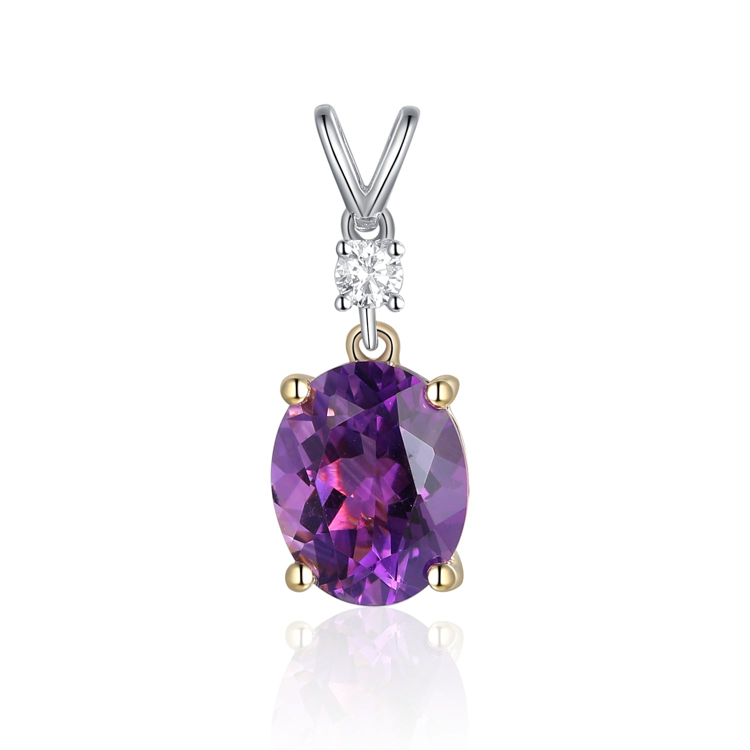Oval Gemstone and Diamond Drop Pendant Split Bail