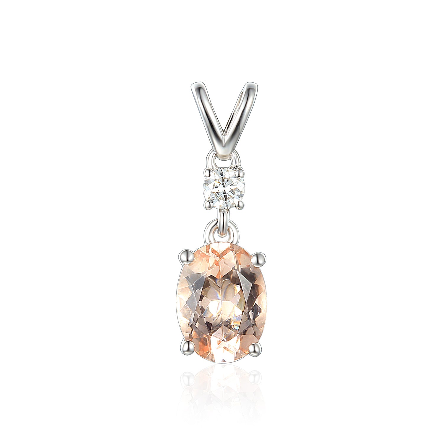 Oval Gemstone and Diamond Drop Pendant Split Bail