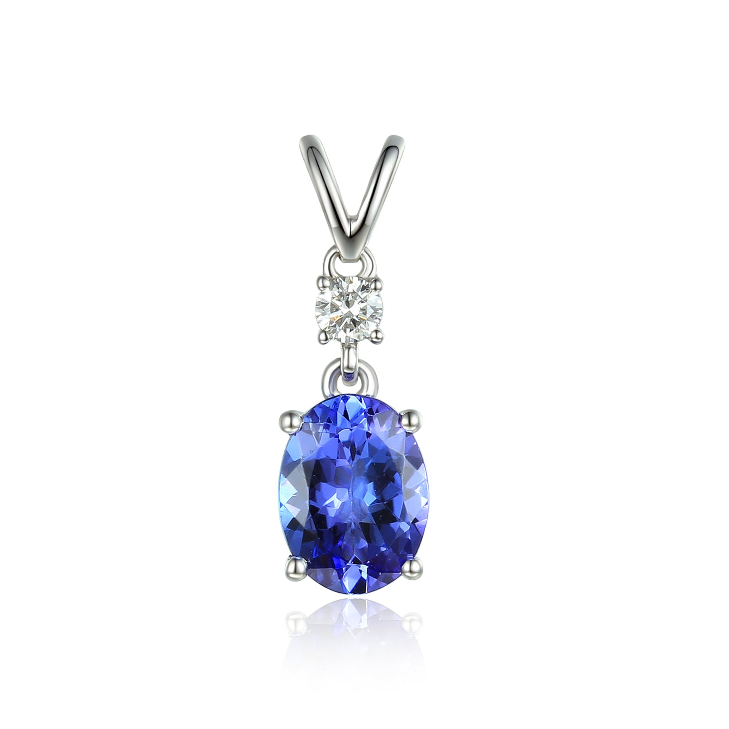 Oval Claw Set 7x5mm Gemstone and Diamond Pendant