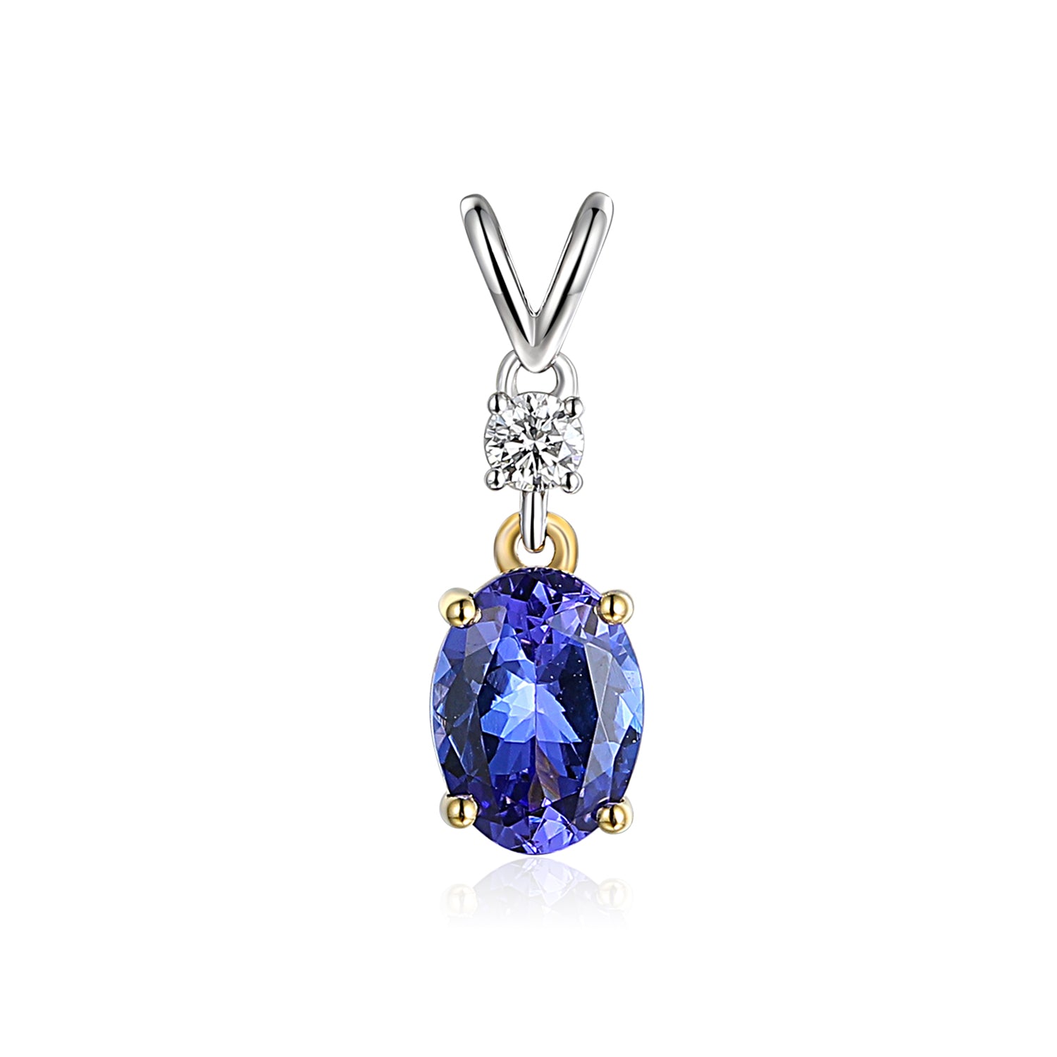 Oval Gemstone and Diamond Drop Pendant Split Bail