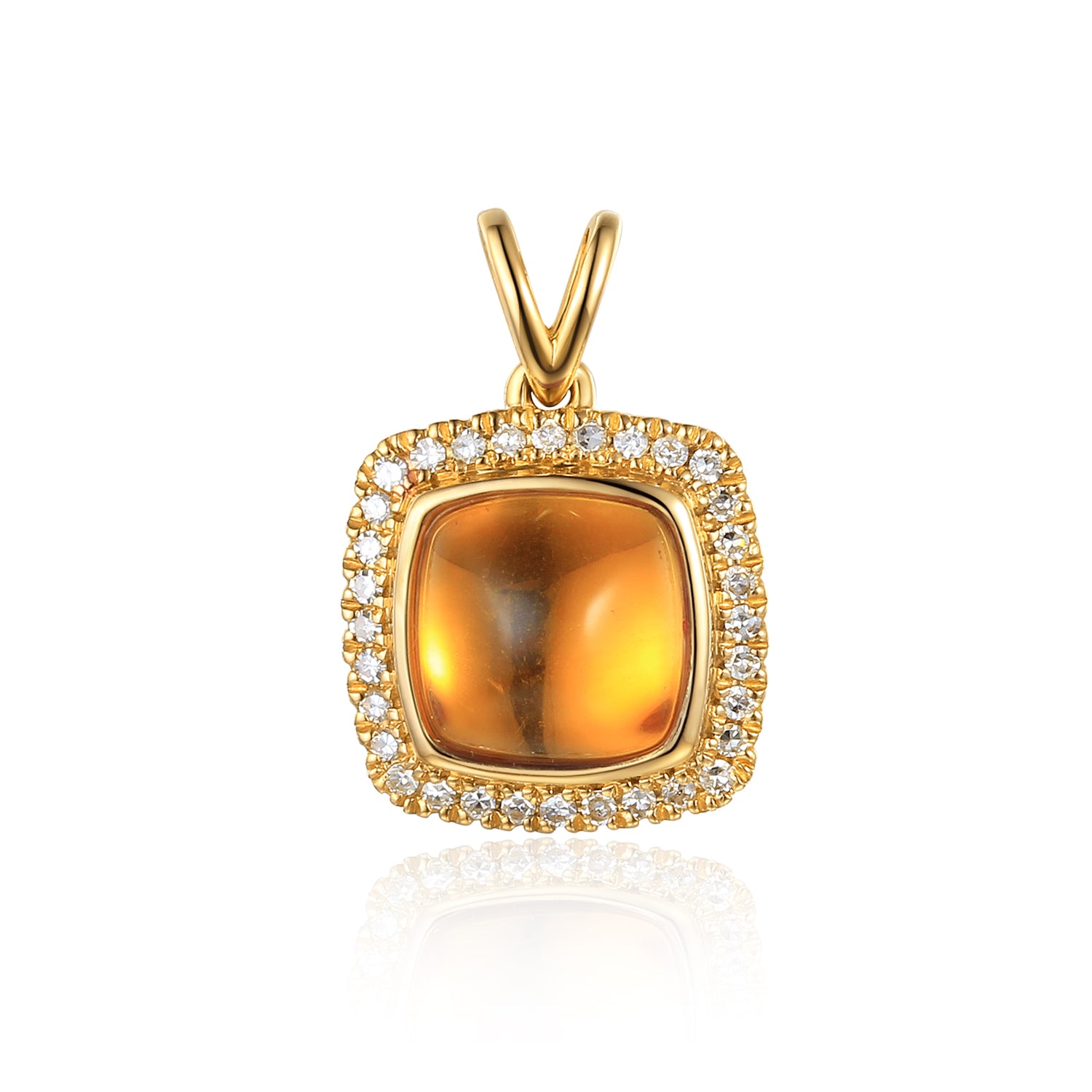 Cabochon Cushion Gemstone and Diamond Pendent