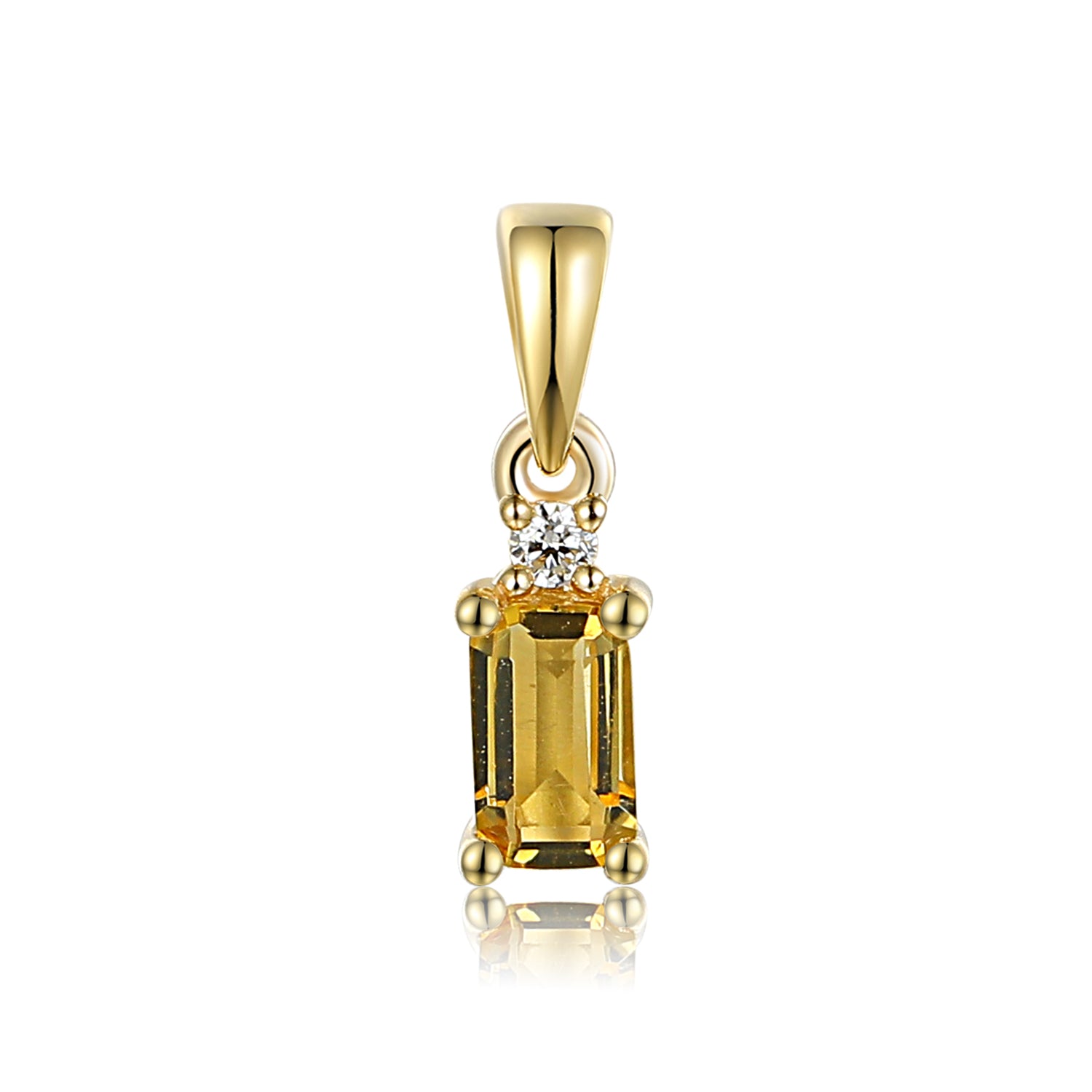 Octagon Gemstone Gold Pendant with Diamond Top