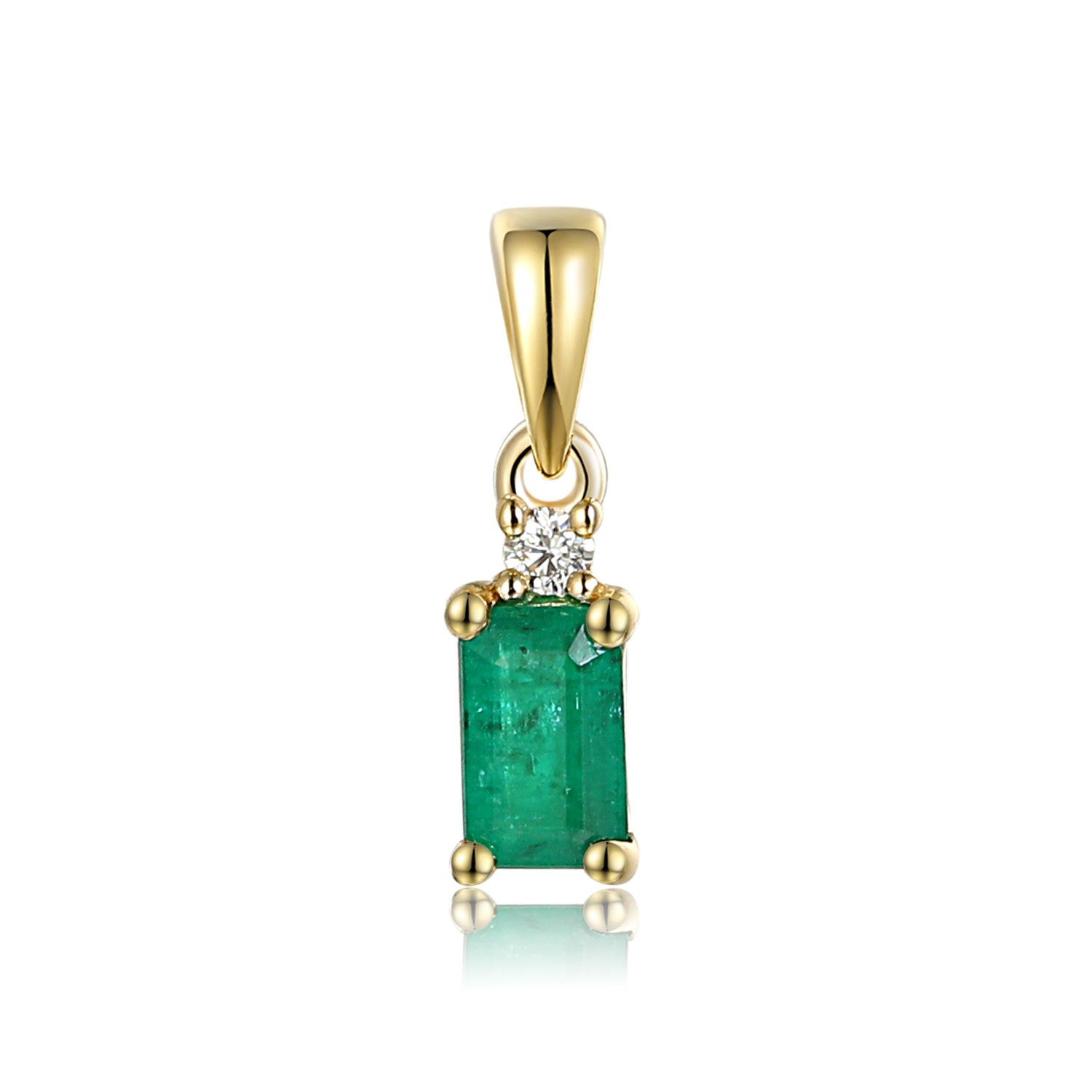 Octagon Gemstone Gold Pendant with Diamond Top