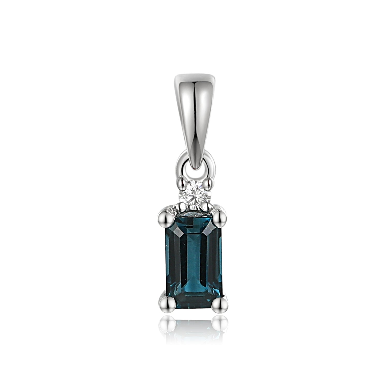 Octagon Gemstone Gold Pendant with Diamond Top