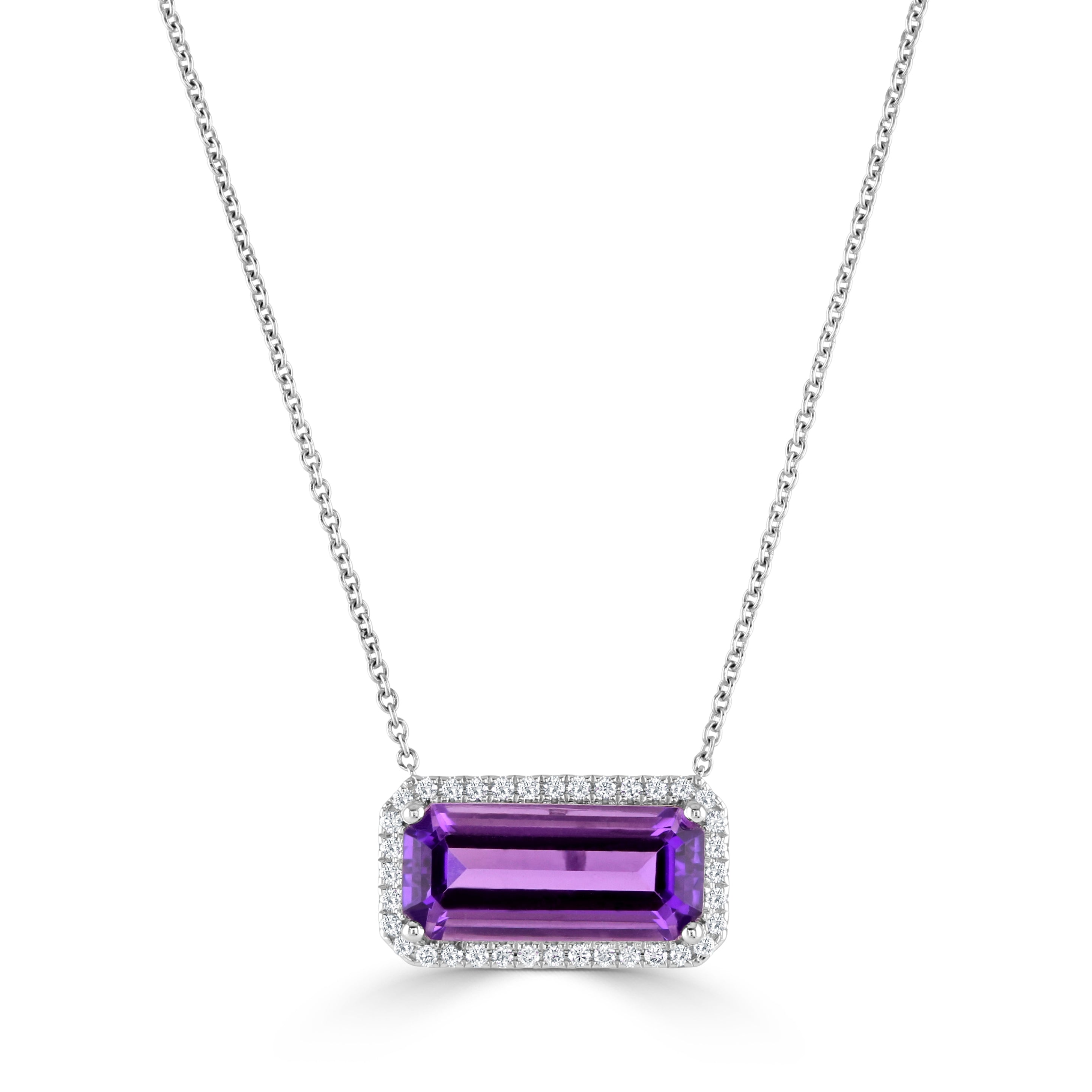 Long Octagon and Diamond Surround Necklace