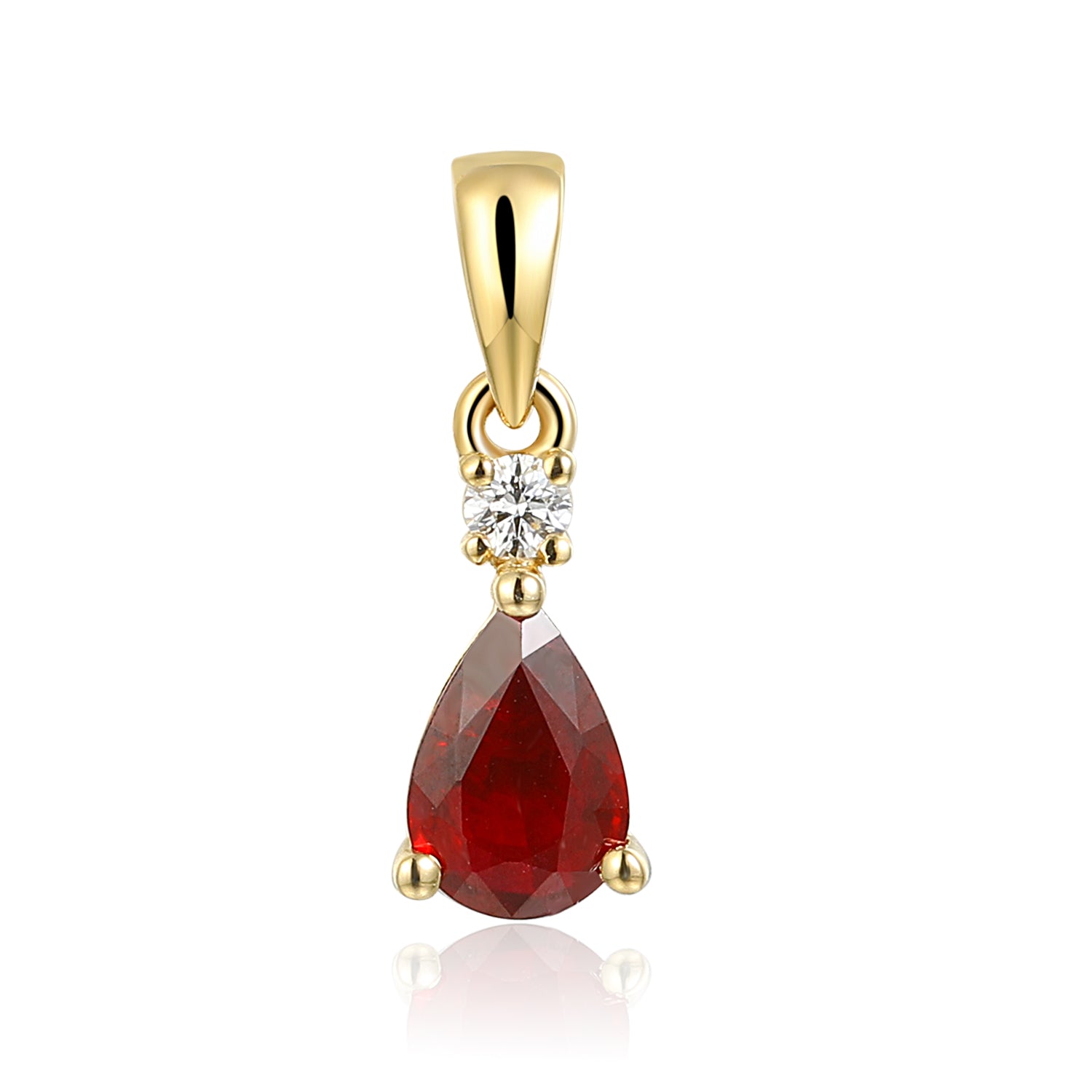 Pear Shape Gemstone and Diamond Gold Pendant