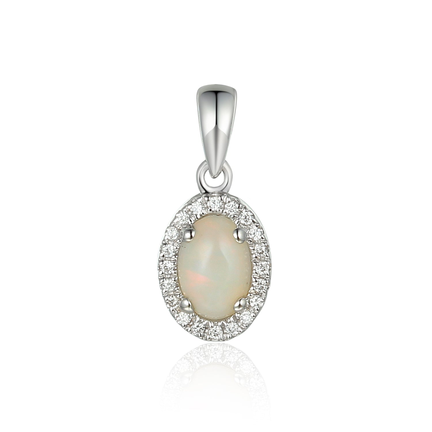 Oval Opal Pendant with a diamond surround