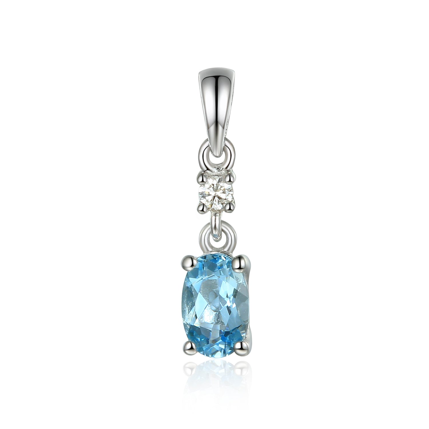 Oval gemstone and diamond drop pendant