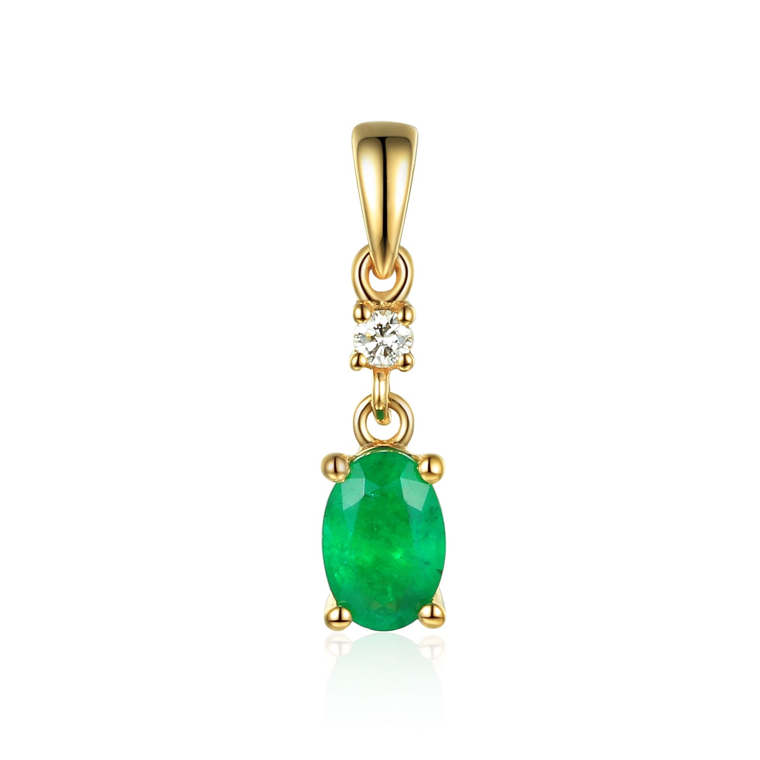 Oval gemstone and diamond drop pendant