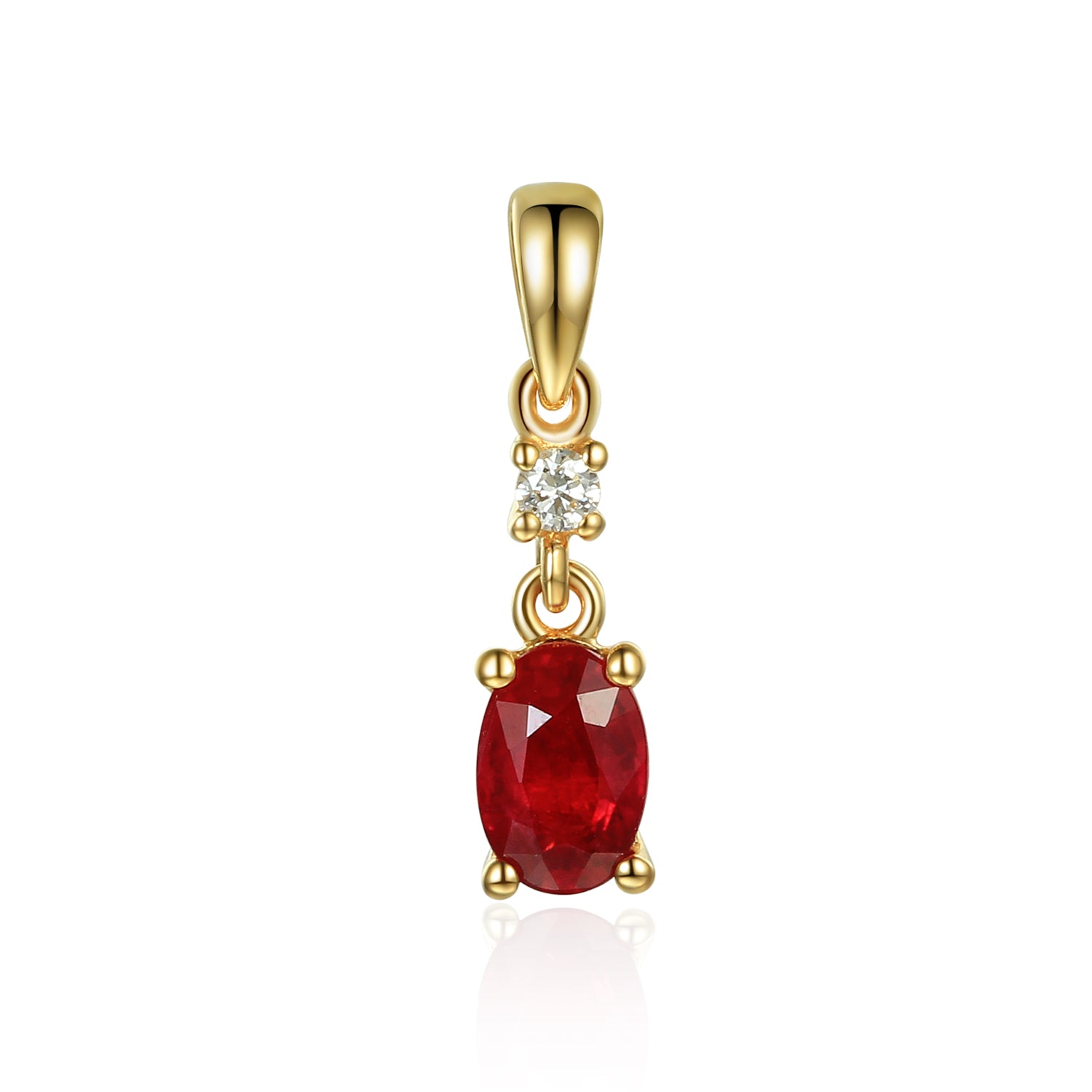 Oval gemstone and diamond drop pendant