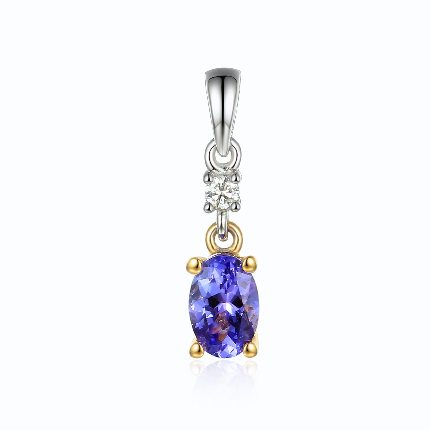 Oval gemstone and diamond drop pendant