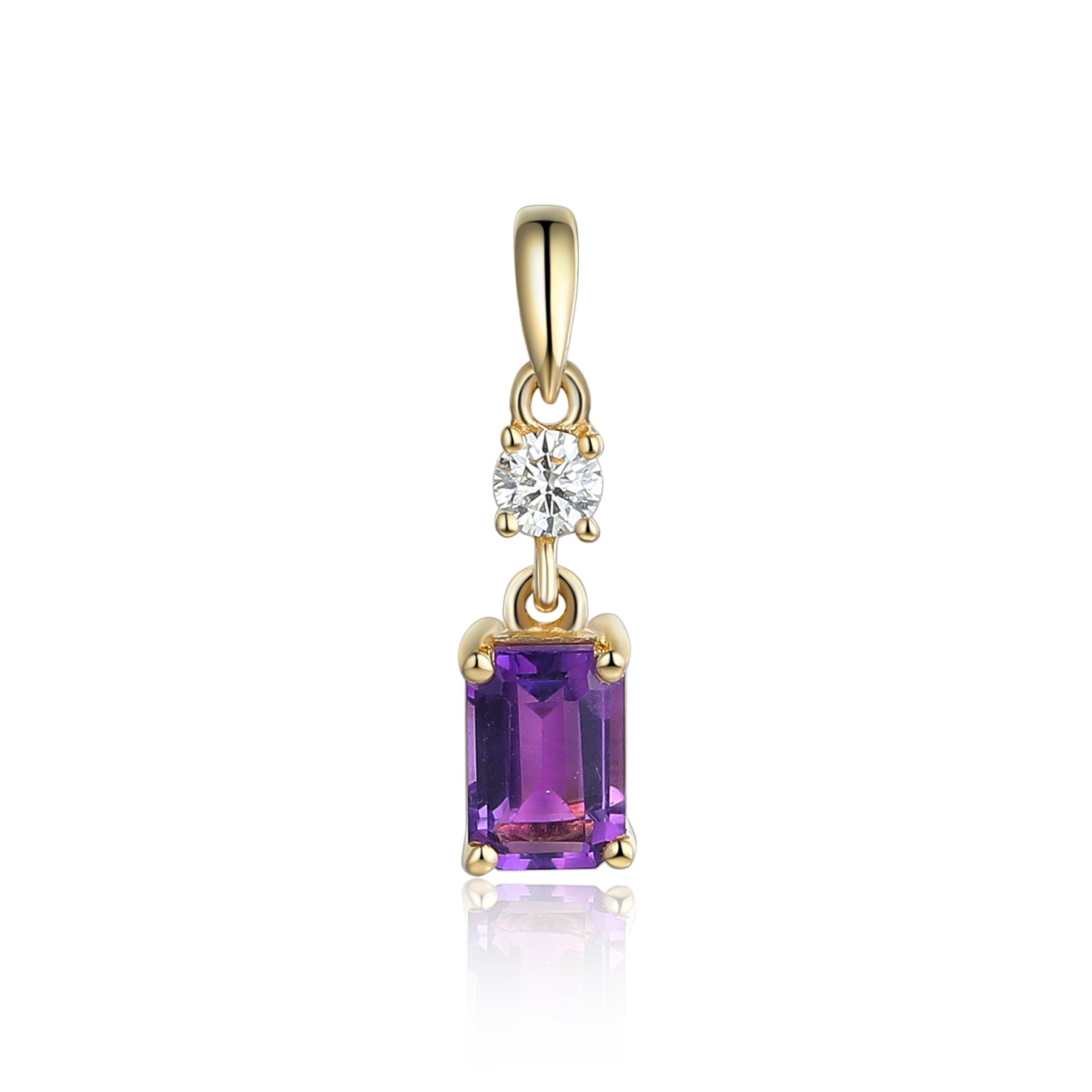 Octagon Gemstone and Diamond Drop Pendant