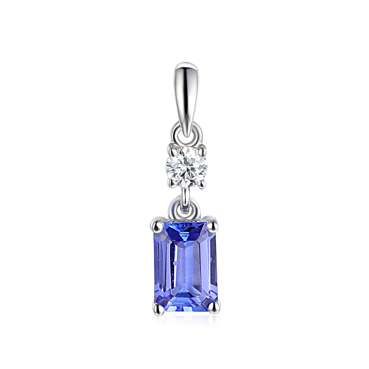 Octagon Gemstone and Diamond Drop Pendant
