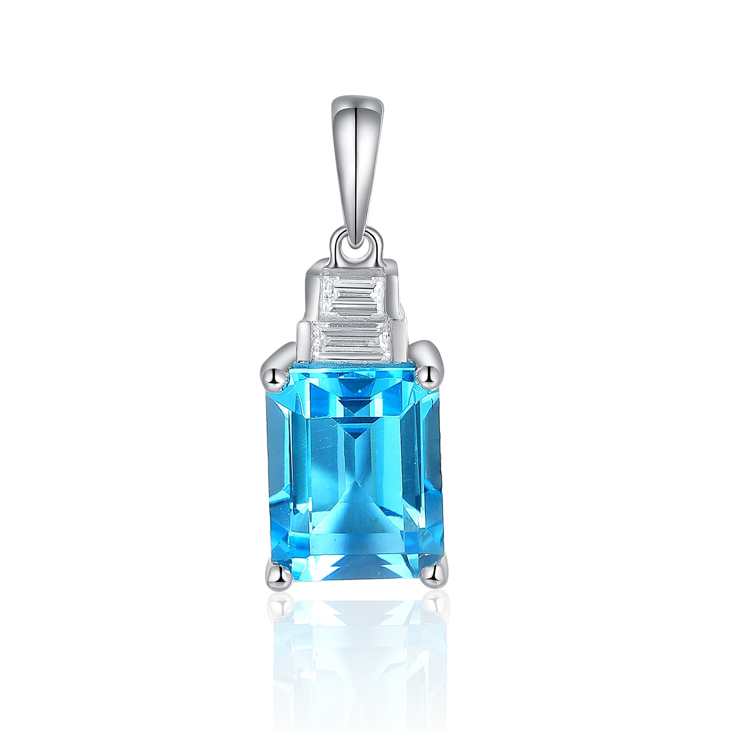 Octagon Gemstone with Double Baguette Top Pendant