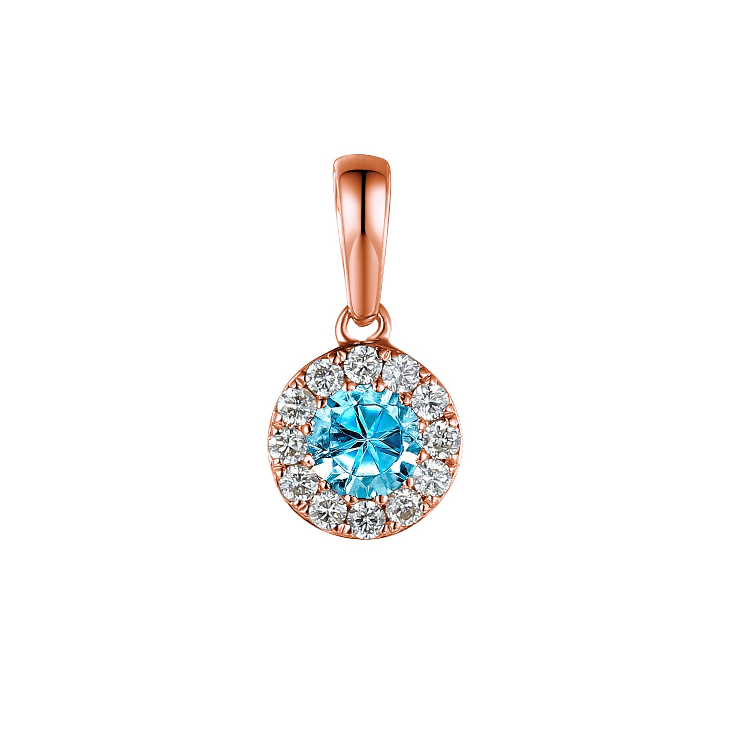 March Birthstone Round Aqua and Diamond Cluster Pendant