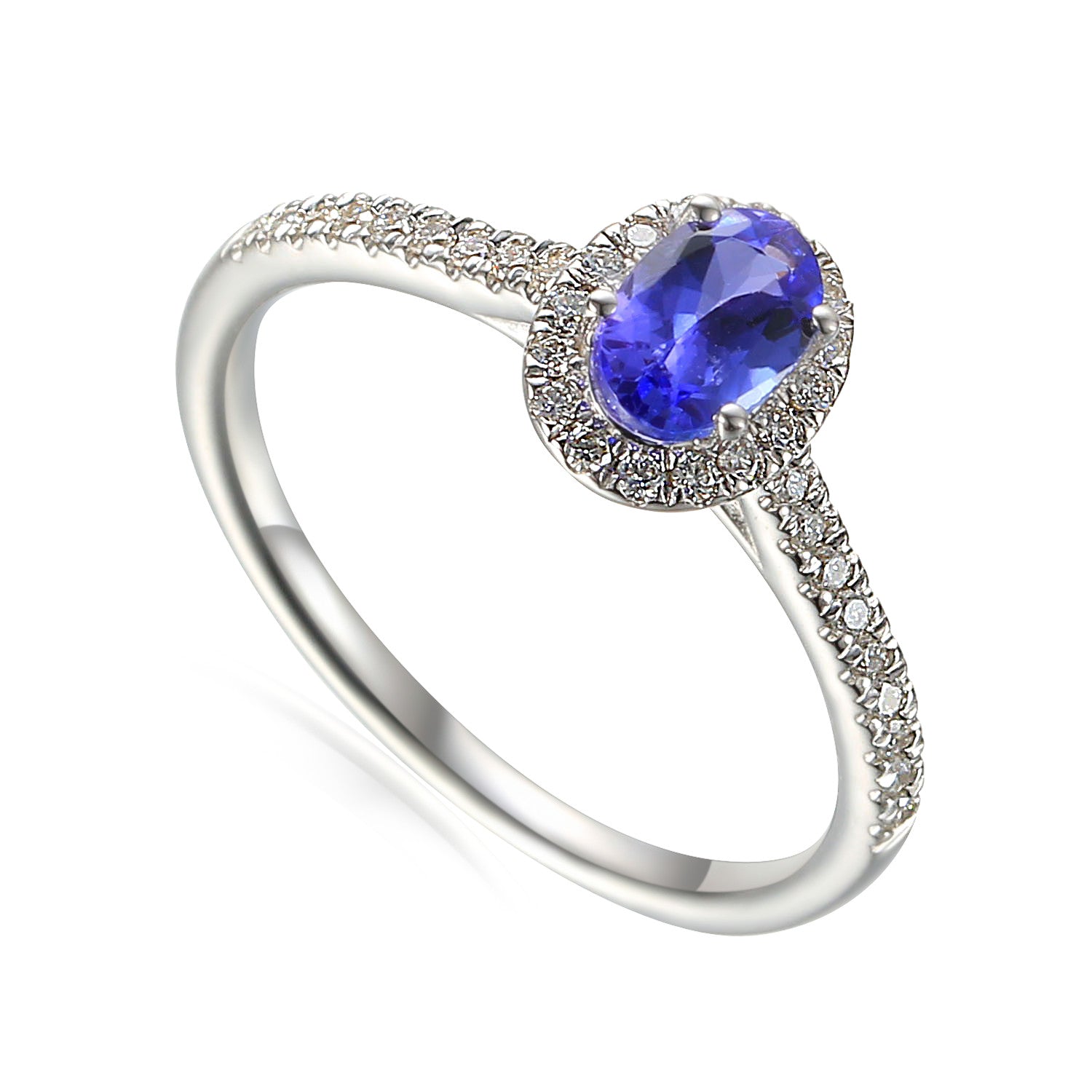 Fine Oval gemstone and Diamond Halo Ring
