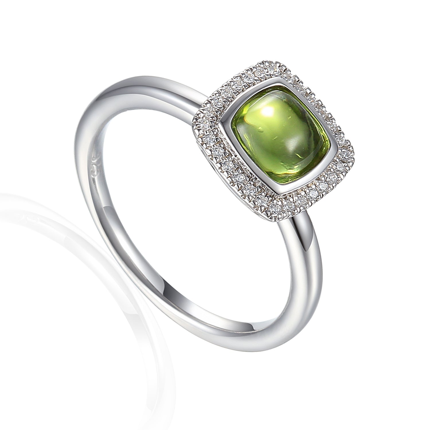 Cabochon Cushion Gemstone and Diamond Ring
