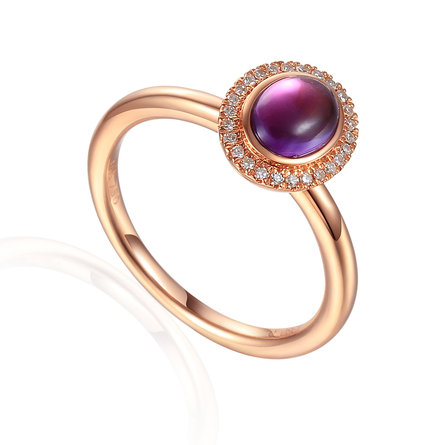 Cabochon Oval Gemstone and Diamond Ring