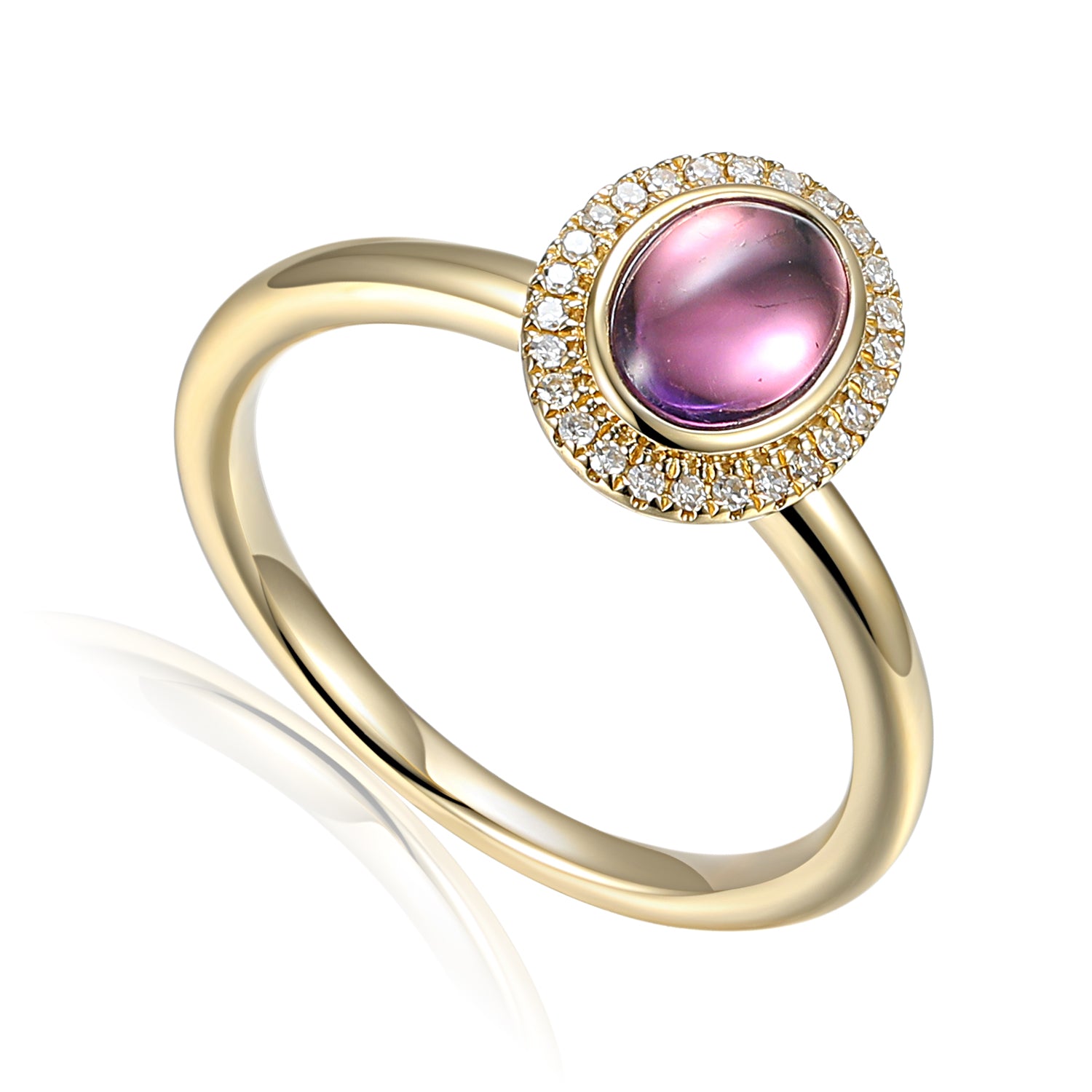 Cabochon Oval Gemstone and Diamond Ring