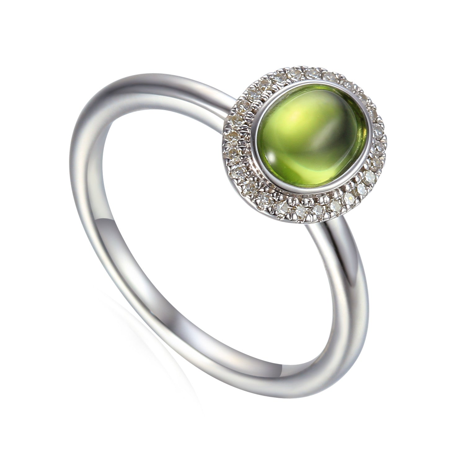 Cabochon Oval Gemstone and Diamond Ring