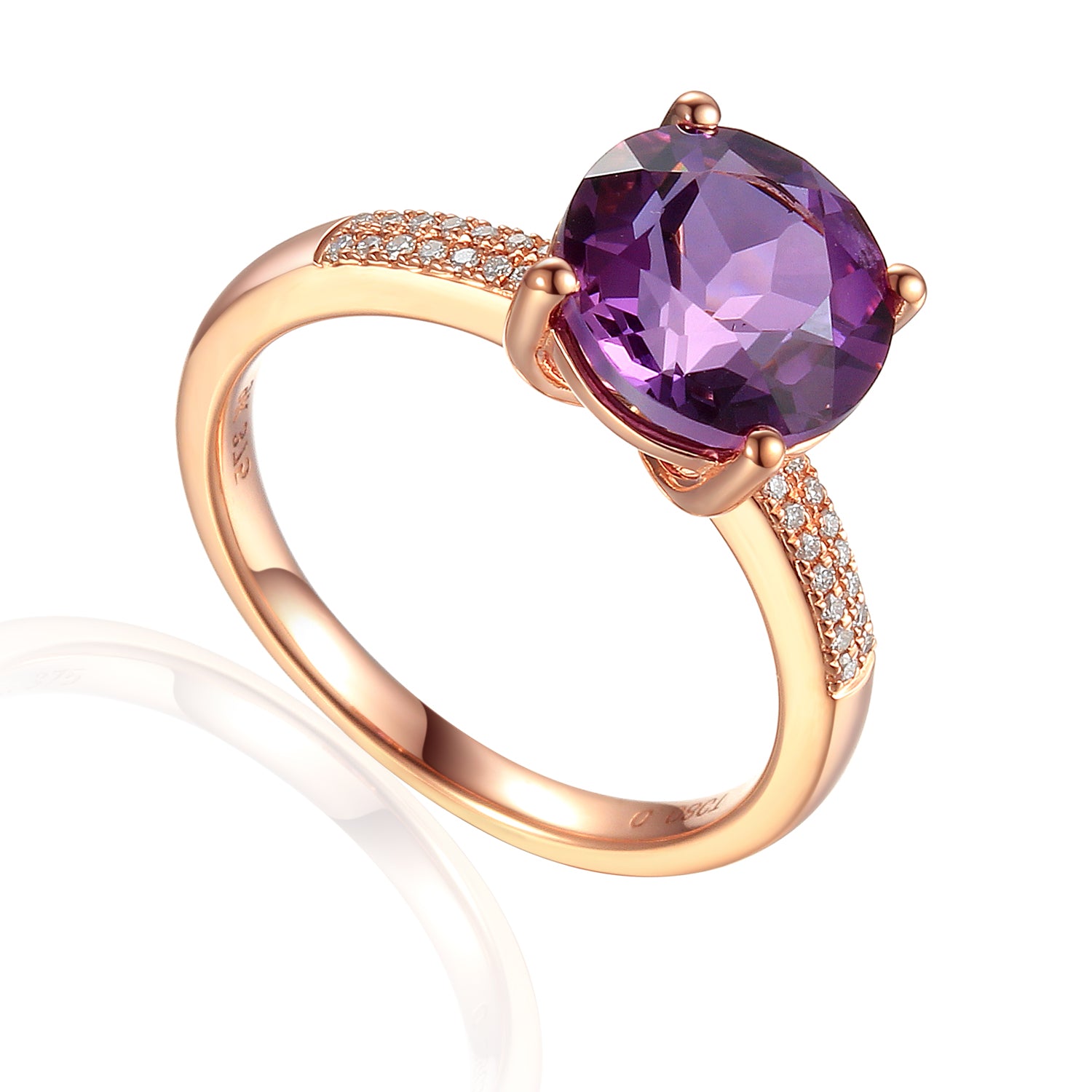 Round Gemstone Ring with Pave Diamond Shoulders