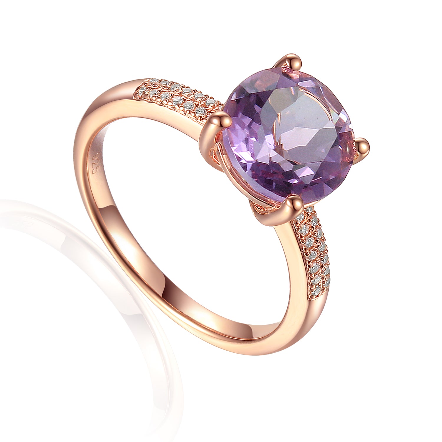 Round Gemstone Ring with Pave Diamond Shoulders