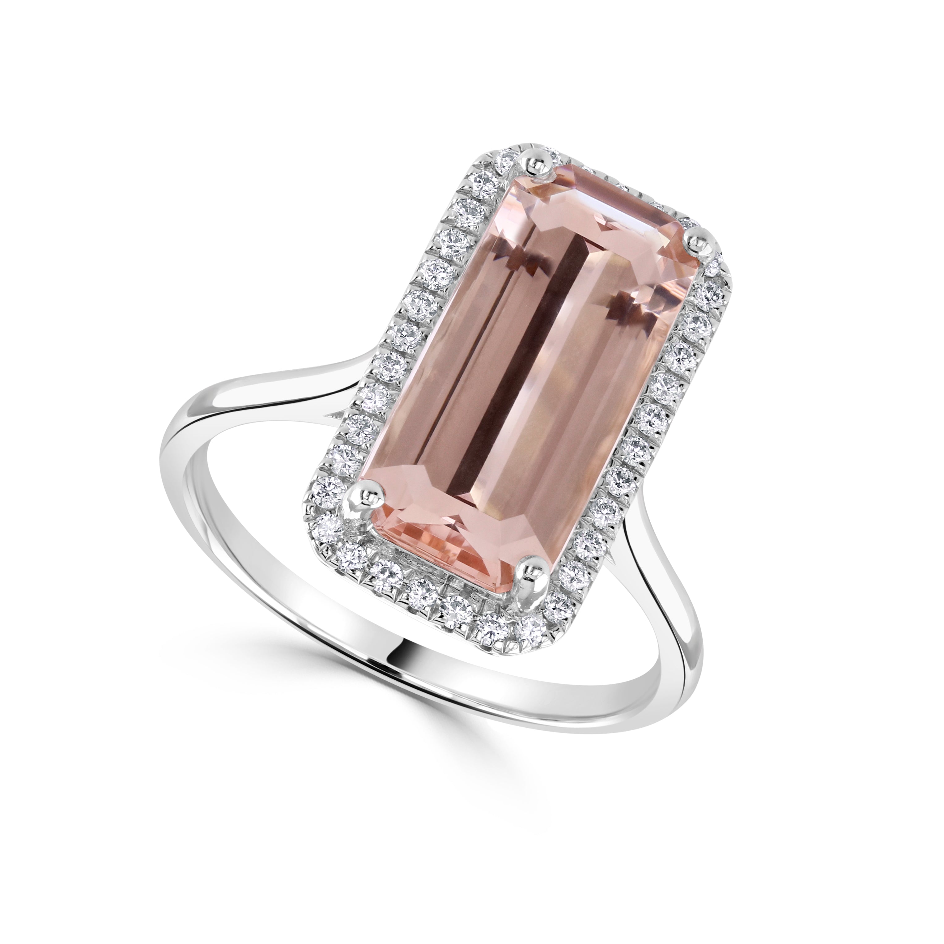 Long Octagon Gemstone & Diamond Ring