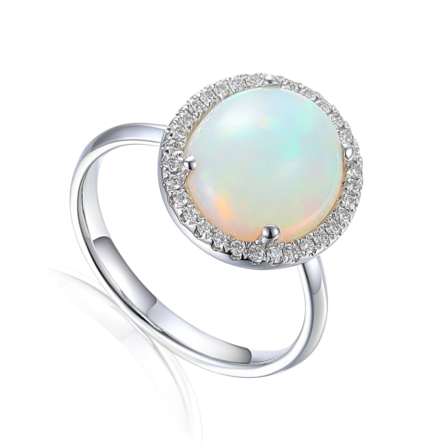 Oval Opal Diamond Cluster Ring
