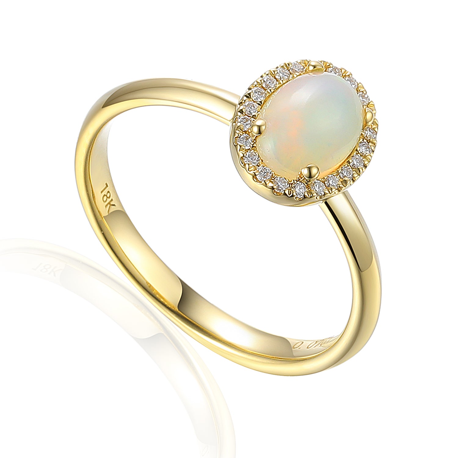 Oval Opal Diamond Cluster Ring