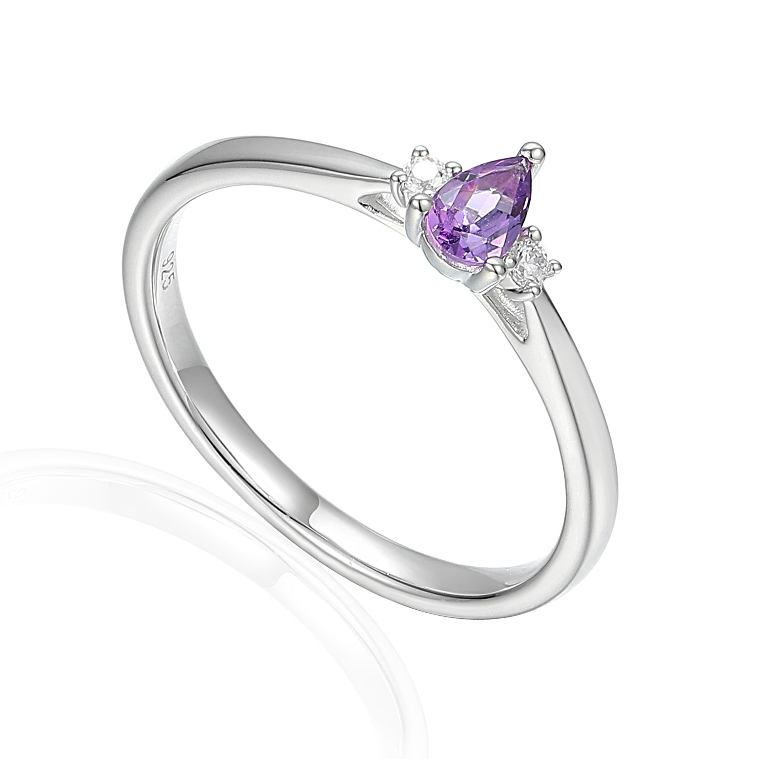 Pear Gemstone and Diamond Small Three Stone Ring