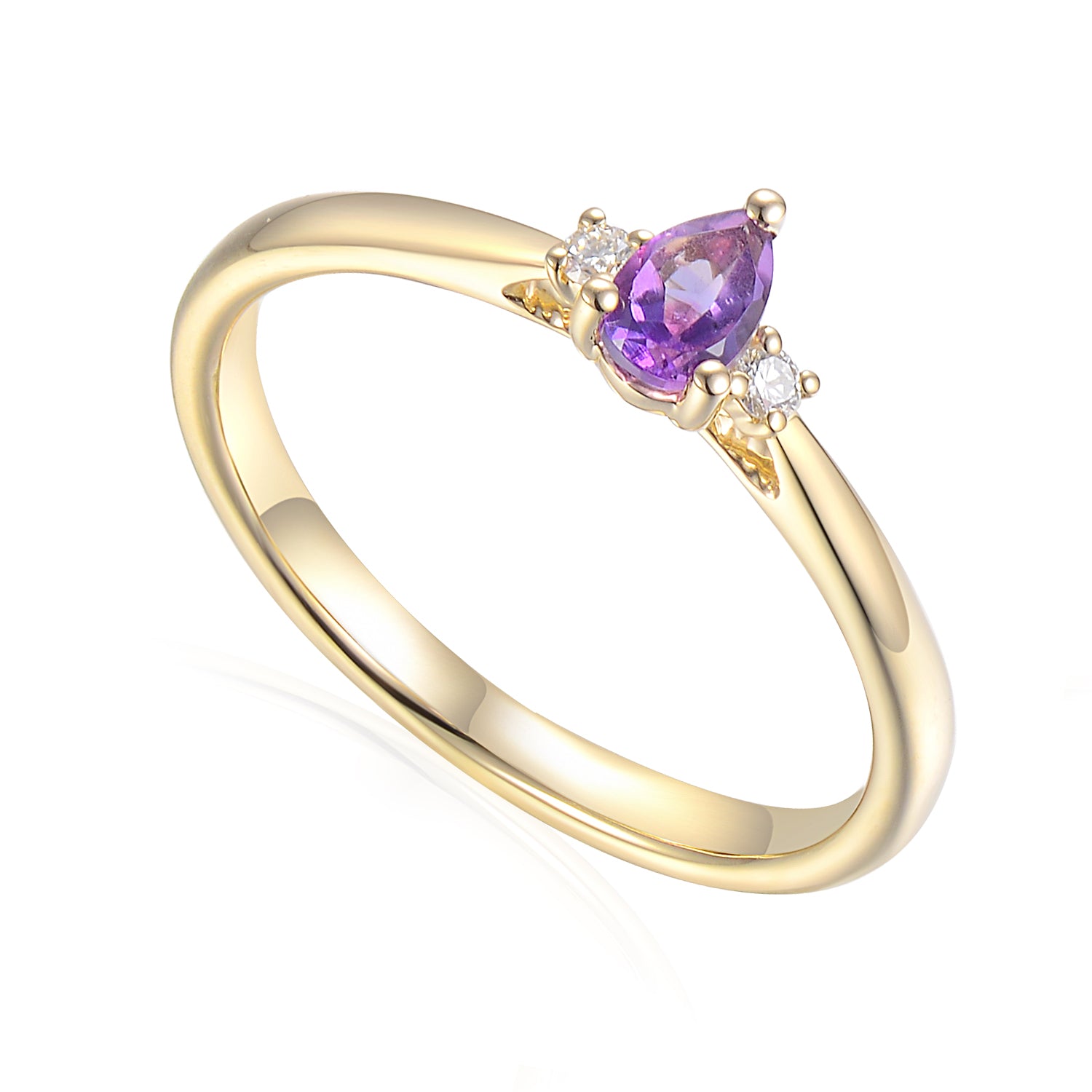 Pear Gemstone and Diamond Small Three Stone Ring