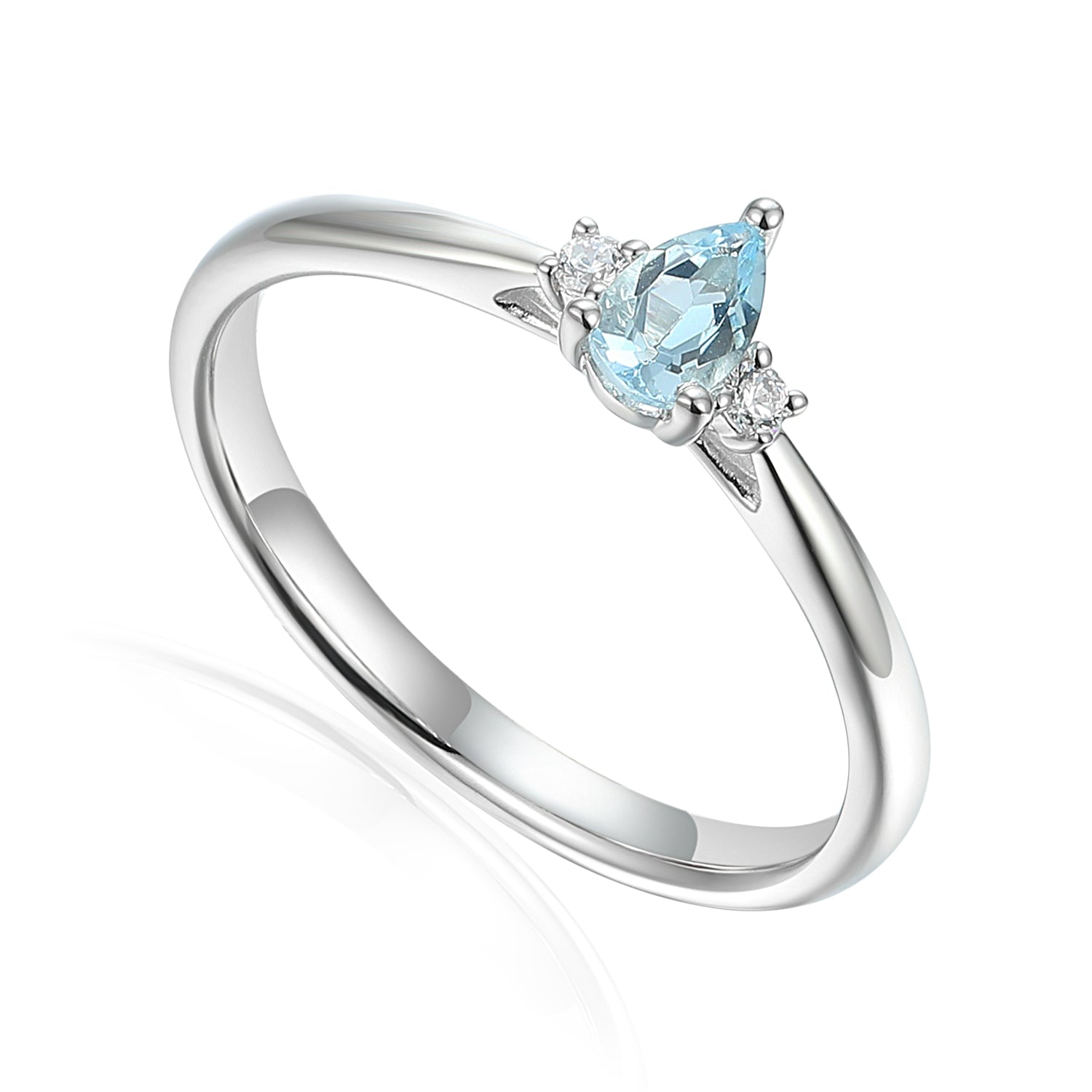 Pear Gemstone and Diamond Small Three Stone Ring