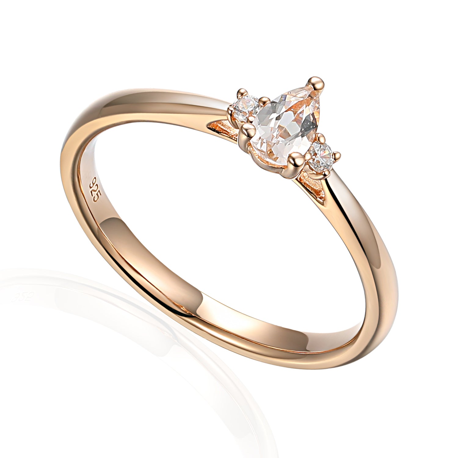 Pear Gemstone and Diamond Small Three Stone Ring