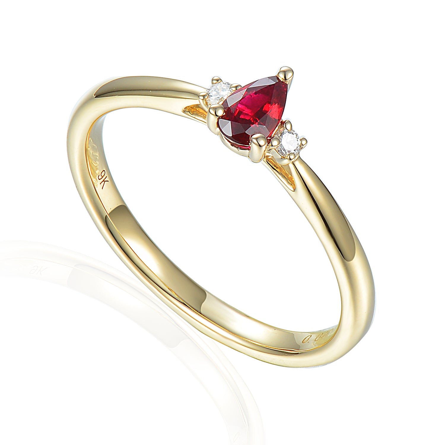 Pear Gemstone and Diamond Small Three Stone Ring