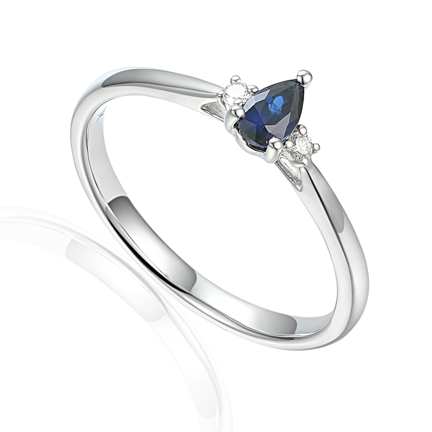 Pear Gemstone and Diamond Small Three Stone Ring
