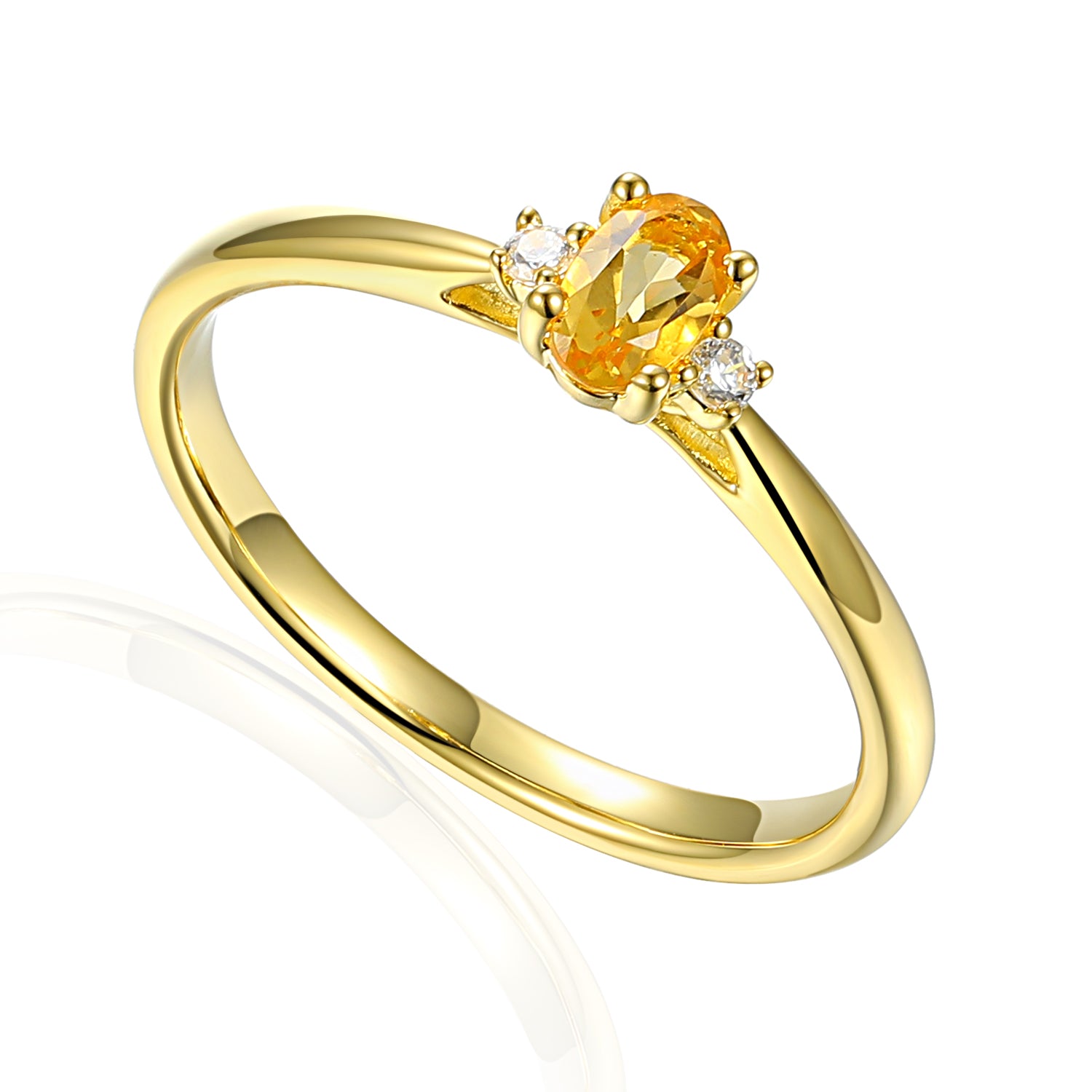 Oval Gemstone and Diamond Small Three Stone Ring