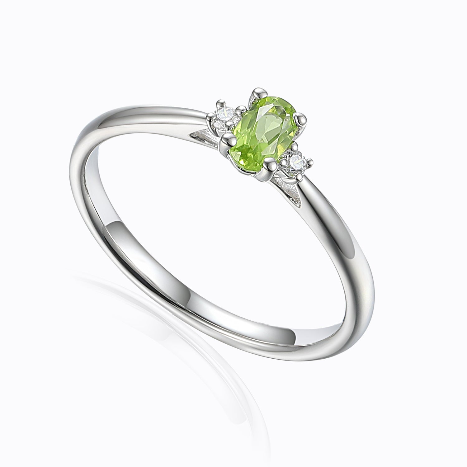 Oval Gemstone and Diamond Small Three Stone Ring