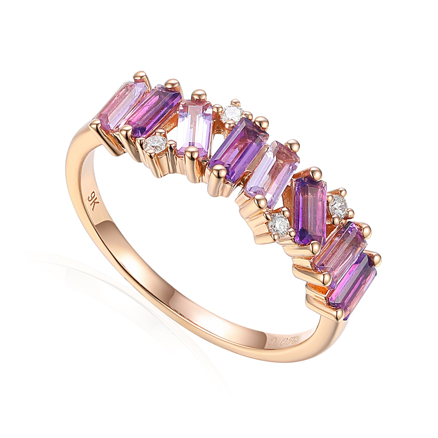 Brick Effect Gemstone Ring with Diamonds