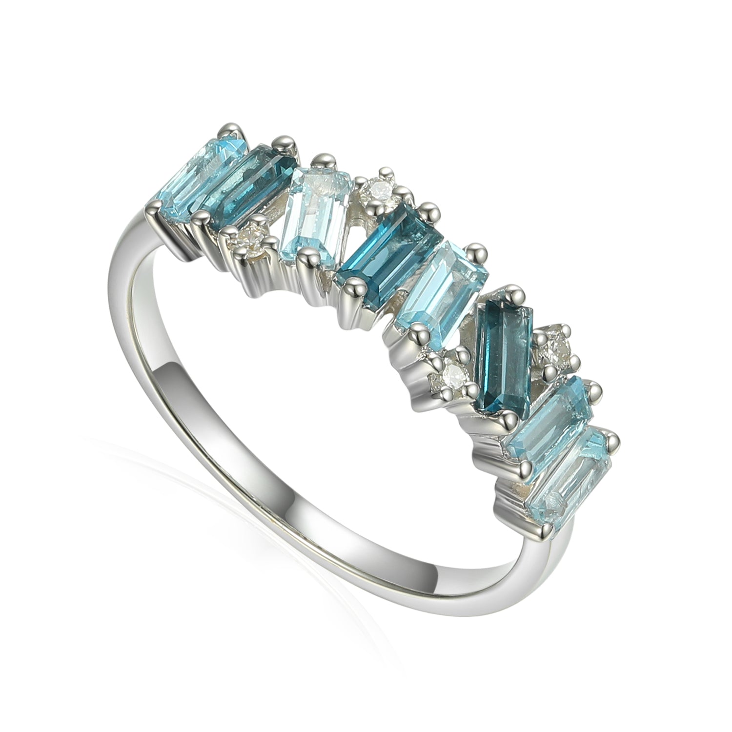 Brick Effect Gemstone Ring with Diamonds