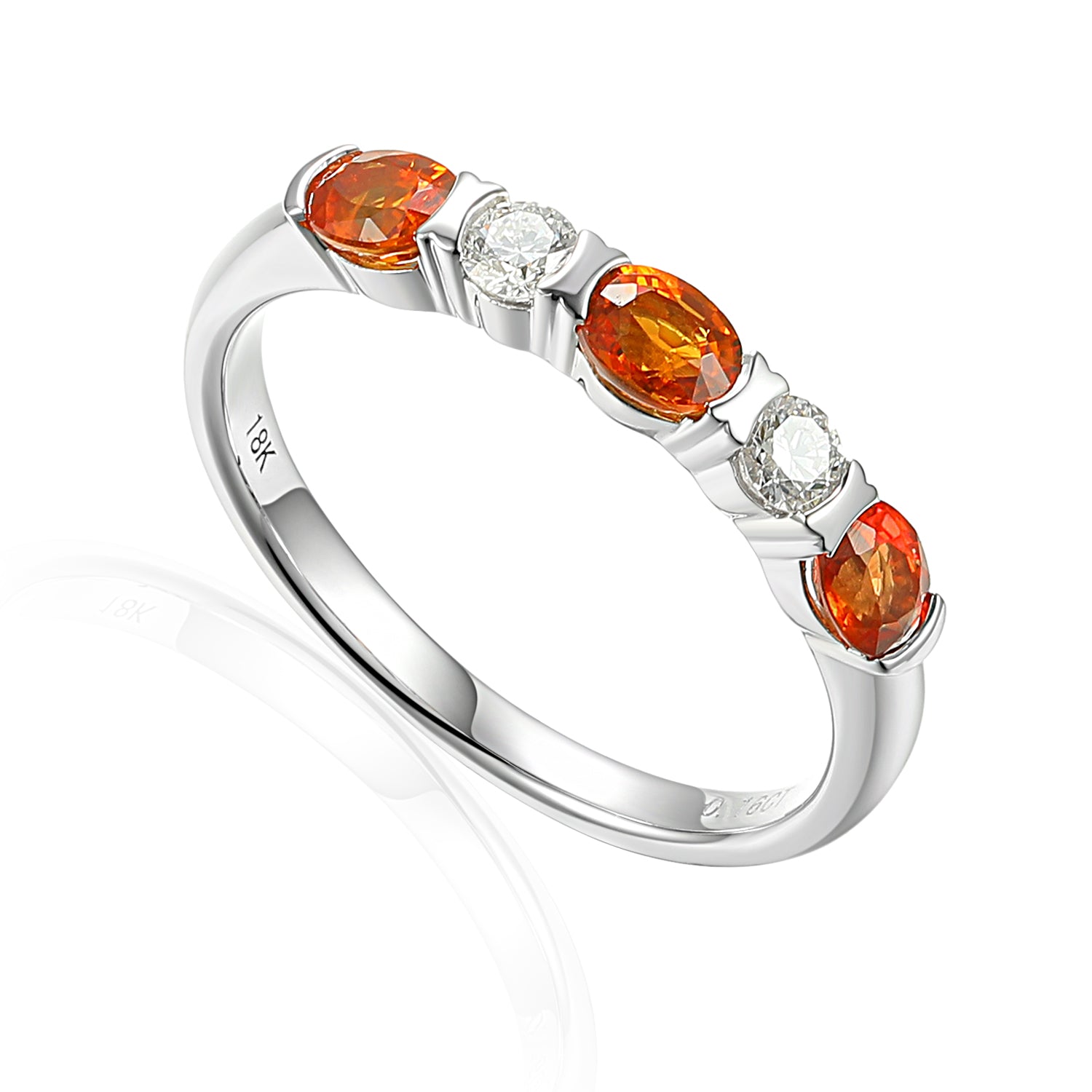 Five Stone Rubover Half Eternity Gemstone and Diamond Ring