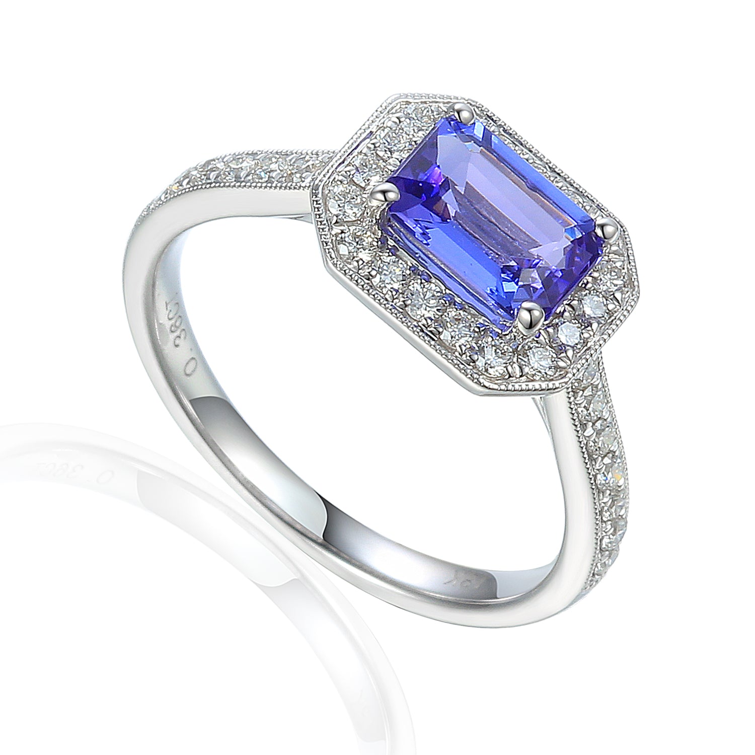 Octagon Gemstone and Diamond Milgrain Ring