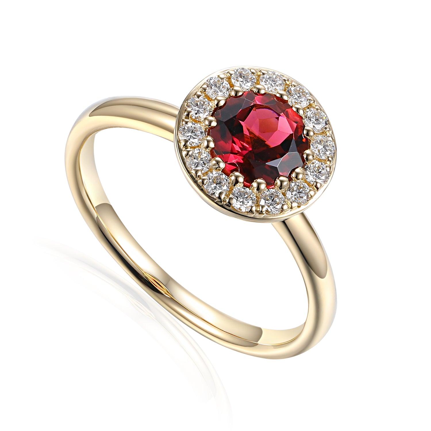 Round Gemstone & Diamond Cluster Ring 6mm