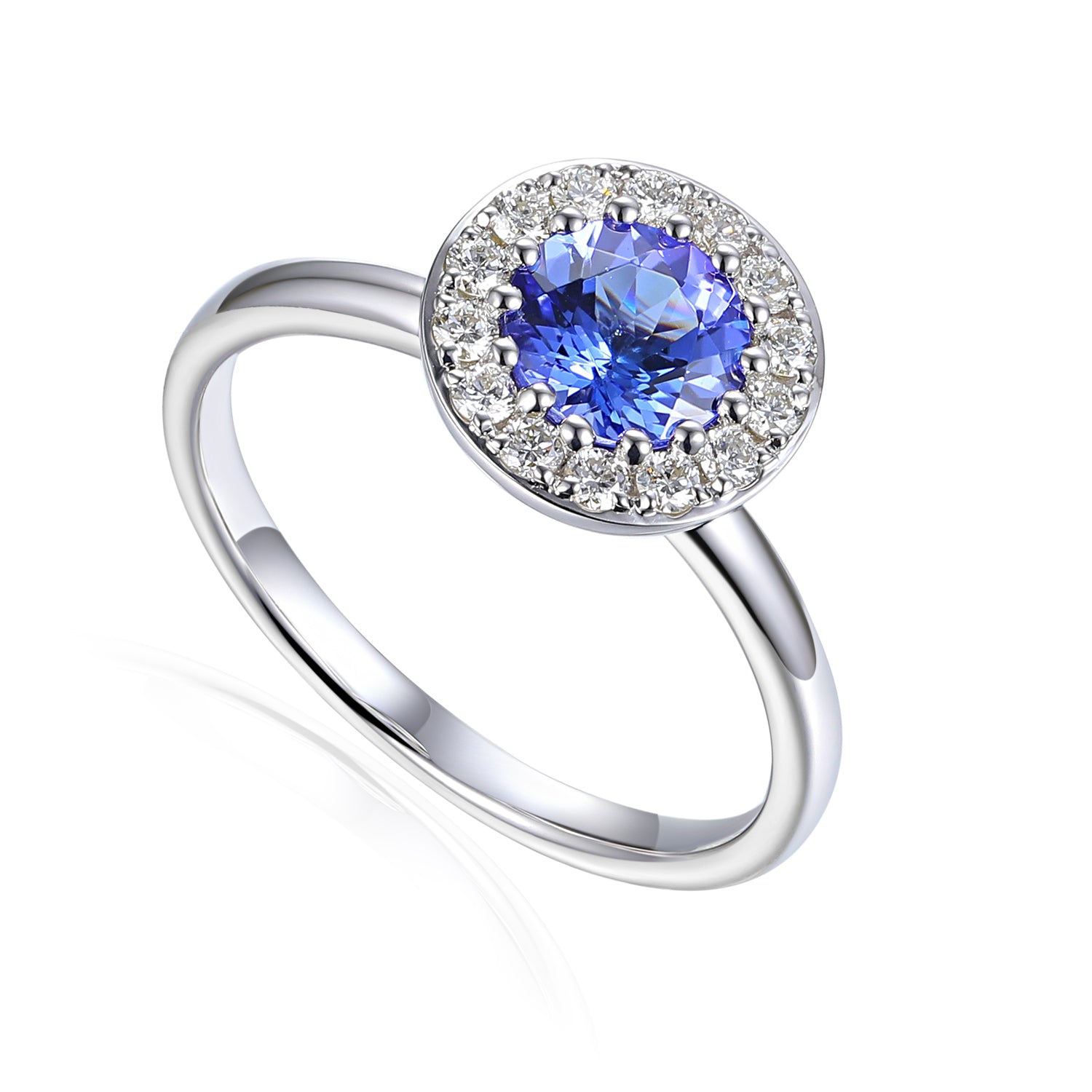 Round Gemstone & Diamond Cluster Ring 6mm
