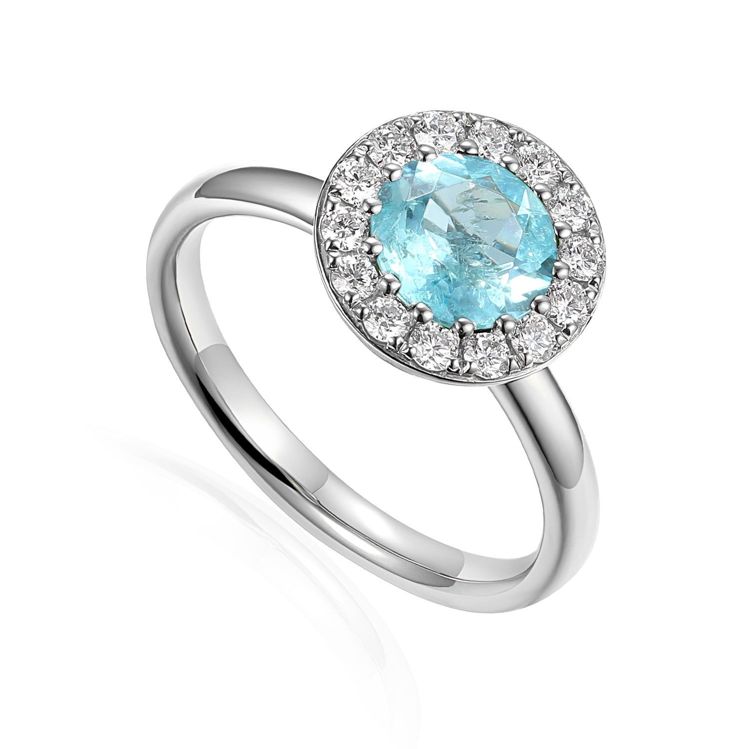 Round Gemstone & Diamond Cluster Ring 6mm