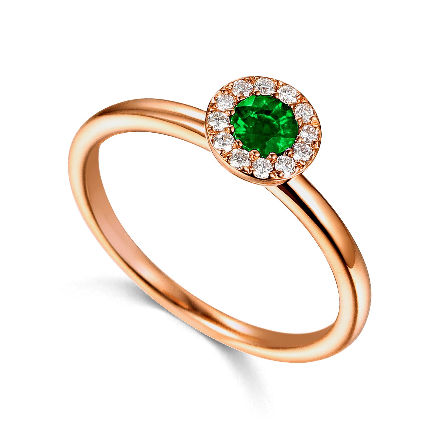 May Birthstone Round Emerald Cluster Ring